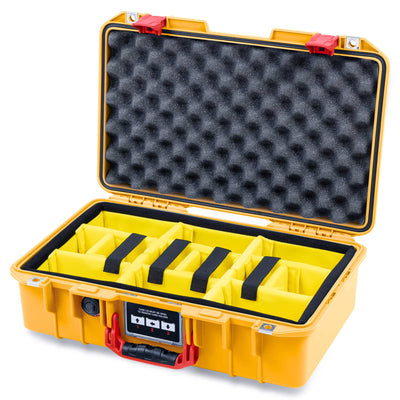 Pelican 1485 Air Case, Yellow with Red Latches Yellow Padded Microfiber Dividers with Convolute Lid Foam ColorCase 014850-0010-240-321