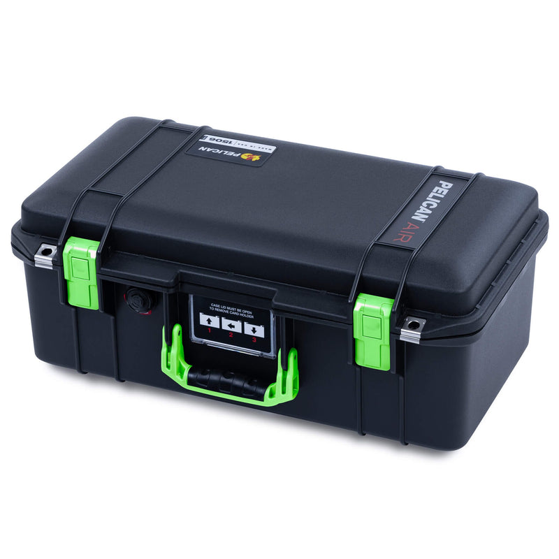 Pelican 1506 Air Case, Black with Lime Green Handles & Latches ColorCase 