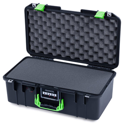 Pelican 1506 Air Case, Black with Lime Green Handles & Latches Pick & Pluck Foam with Convolute Lid Foam ColorCase 015060-0001-110-301