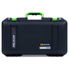 Pelican 1506 Air Case, Black with Lime Green Handles & Latches ColorCase