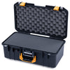 Pelican 1506 Air Case, Black with Yellow Handles & Latches Pick & Pluck Foam with Convolute Lid Foam ColorCase 015060-0001-110-241