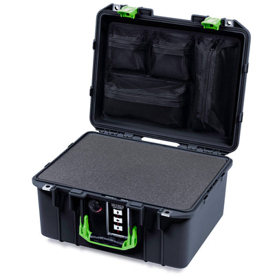 Pelican 1507 Air Case, Black with Lime Green Handle & Latches ColorCase