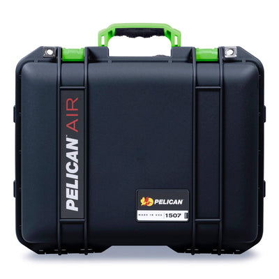 Pelican 1507 Air Case, Black with Lime Green Handle & Latches ColorCase