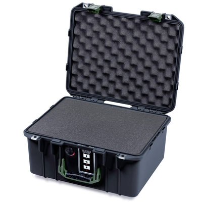 Pelican 1507 Air Case, Black with OD Green Handle & Latches Pick & Pluck Foam with Convolute Lid Foam ColorCase 015070-0001-110-131