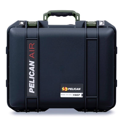 Pelican 1507 Air Case, Black with OD Green Handle & Latches ColorCase