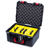 Pelican 1507 Air Case, Black with Red Handle & Latches Yellow Padded Microfiber Dividers with Convolute Lid Foam ColorCase 015070-0010-110-321