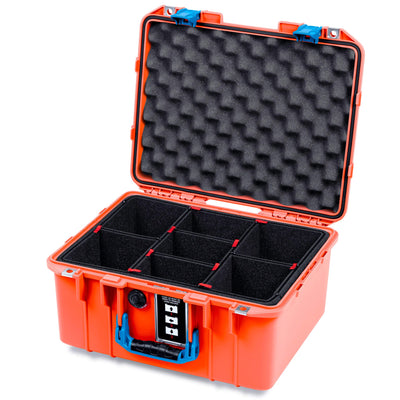 Pelican 1507 Air Case, Orange with Blue Handle & Latches TrekPak Divider System with Convolute Lid Foam ColorCase 015070-0020-150-121