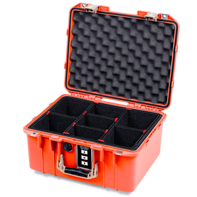 Pelican 1507 Air Case, Orange with Desert Tan Handle & Latches TrekPak Divider System with Convolute Lid Foam ColorCase 015070-0020-150-311