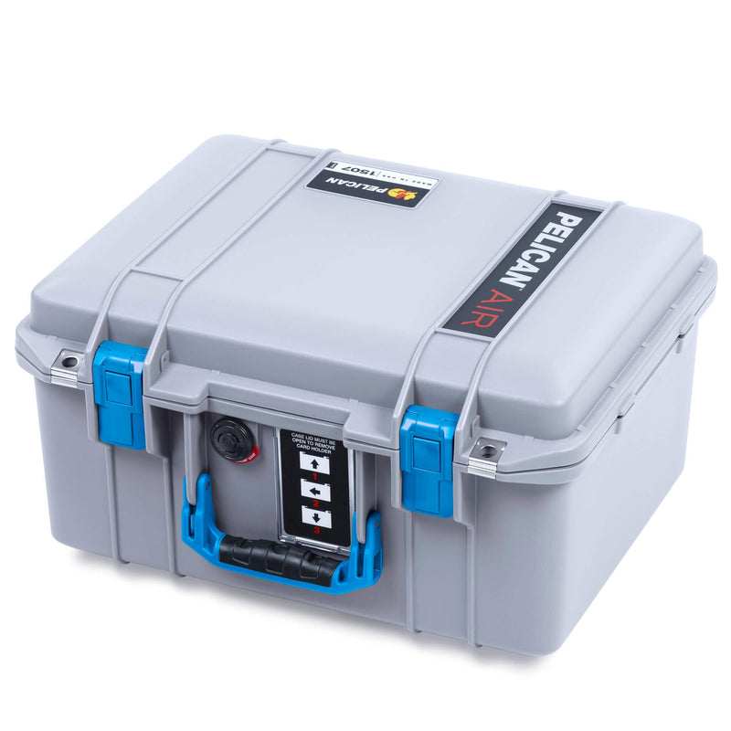 Pelican 1507 Air Case, Silver with Blue Handle & Latches ColorCase 