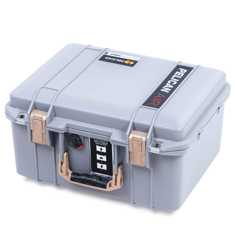 Pelican 1507 Air Case, Silver with Desert Tan Handle & Latches ColorCase 