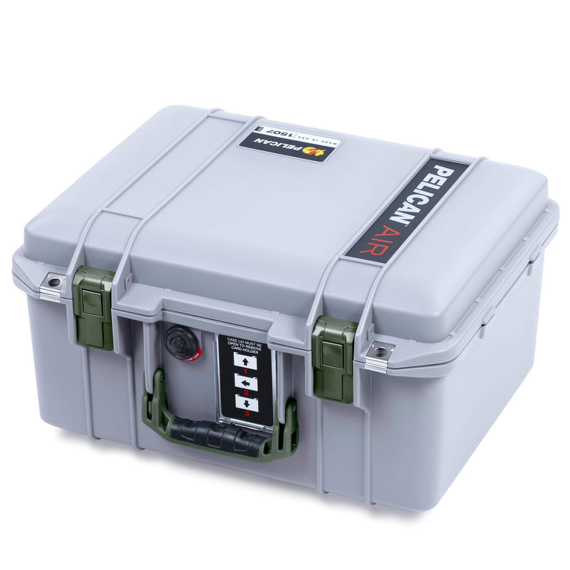 Pelican 1507 Air Case, Silver with OD Green Handle & Latches ColorCase 