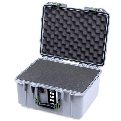 Pelican 1507 Air Case, Silver with OD Green Handle & Latches Pick & Pluck Foam with Convolute Lid Foam ColorCase 015070-0001-180-131