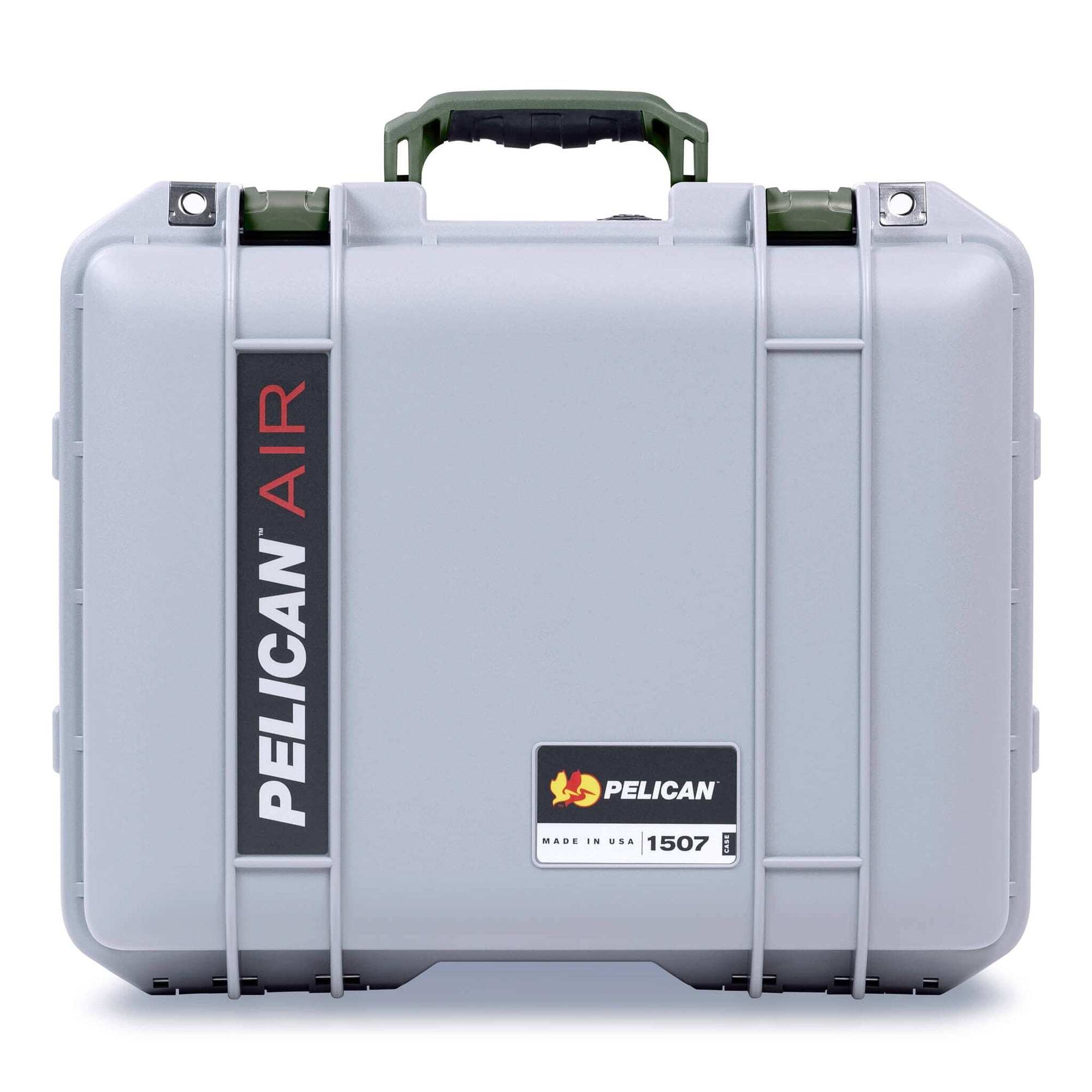 Pelican 1507 Air Case, Silver with OD Green Handle & Latches ColorCase 