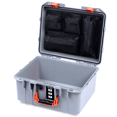 Pelican 1507 Air Case, Silver with Orange Handle & Latches ColorCase