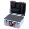 Pelican 1507 Air Case, Silver with Orange Handle & Latches ColorCase