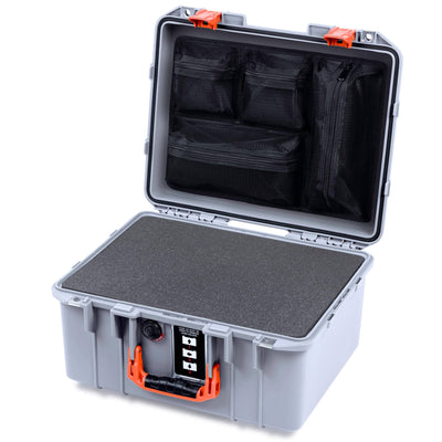 Pelican 1507 Air Case, Silver with Orange Handle & Latches ColorCase