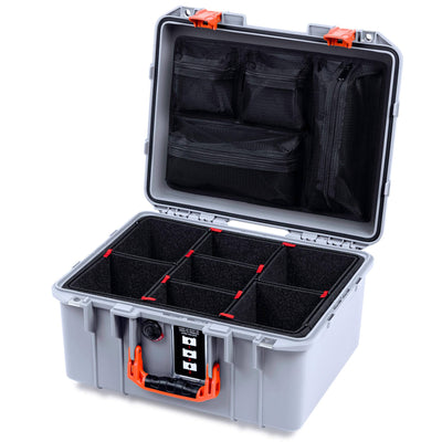 Pelican 1507 Air Case, Silver with Orange Handle & Latches ColorCase