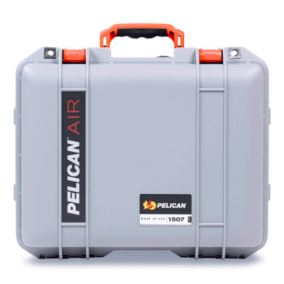 Pelican 1507 Air Case, Silver with Orange Handle & Latches ColorCase