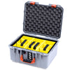 Pelican 1507 Air Case, Silver with Orange Handle & Latches Yellow Padded Microfiber Dividers with Convolute Lid Foam ColorCase 015070-0010-180-151