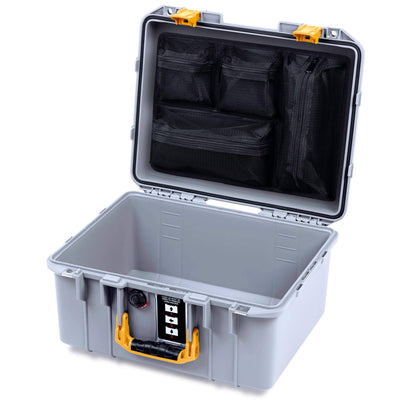 Pelican 1507 Air Case, Silver with Yellow Handle & Latches ColorCase