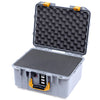 Pelican 1507 Air Case, Silver with Yellow Handle & Latches Pick & Pluck Foam with Convolute Lid Foam ColorCase 015070-0001-180-241