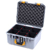 Pelican 1507 Air Case, Silver with Yellow Handle & Latches TrekPak Divider System with Convolute Lid Foam ColorCase 015070-0020-180-241