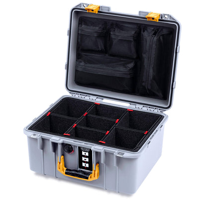 Pelican 1507 Air Case, Silver with Yellow Handle & Latches ColorCase