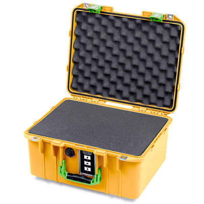 Pelican 1507 Air Case, Yellow with Lime Green Handle & Latches Pick & Pluck Foam with Convolute Lid Foam ColorCase 015070-0001-240-301