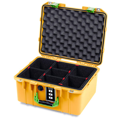 Pelican 1507 Air Case, Yellow with Lime Green Handle & Latches TrekPak Divider System with Convolute Lid Foam ColorCase 015070-0020-240-301