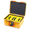 Pelican 1507 Air Case, Yellow with Orange Handle & Latches Yellow Padded Microfiber Dividers with Convolute Lid Foam ColorCase 015070-0010-240-151