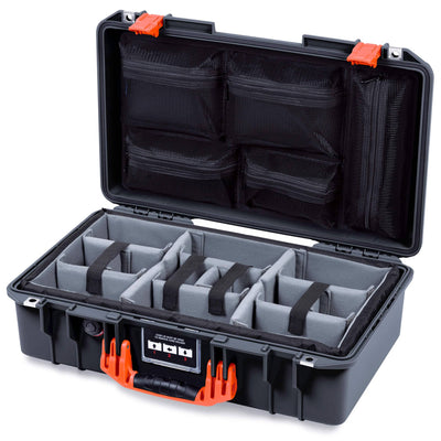 Pelican 1525 Air Case, Black with Orange Handle & Latches ColorCase