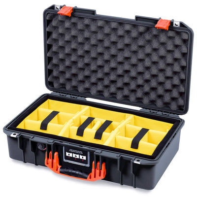 Pelican 1525 Air Case, Black with Orange Handle & Latches Yellow Padded Microfiber Dividers with Convolute Lid Foam ColorCase 015250-0010-110-151