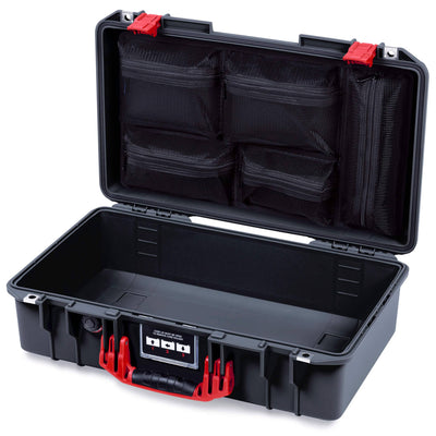 Pelican 1525 Air Case, Black with Red Handle & Latches Mesh Lid Organizer Only ColorCase 015250-0100-110-321