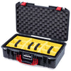 Pelican 1525 Air Case, Black with Red Handle & Latches Yellow Padded Microfiber Dividers with Convolute Lid Foam ColorCase 015250-0010-110-321