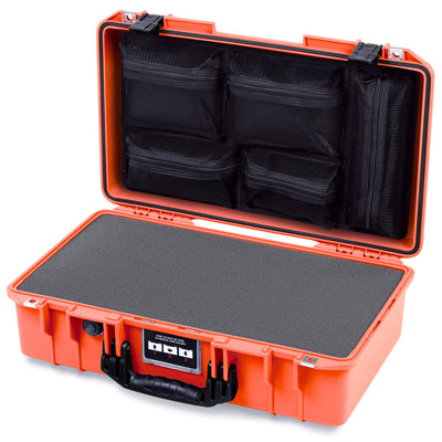 Pelican 1525 Air Case, Orange with Black Handle & Latches Pick & Pluck Foam with Mesh Lid Organizer ColorCase 015250-0101-150-111