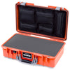 Pelican 1525 Air Case, Orange with Silver Handle & Latches Pick & Pluck Foam with Mesh Lid Organizer ColorCase 015250-0101-150-181