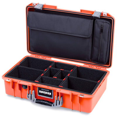 Pelican 1525 Air Case, Orange with Silver Handle & Latches TrekPak Divider Sytem with Laptop Computer Pouch ColorCase 015250-0220-150-181