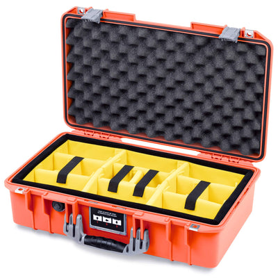 Pelican 1525 Air Case, Orange with Silver Handle & Latches Yellow Padded Microfiber Dividers with Convolute Lid Foam ColorCase 015250-0010-150-181