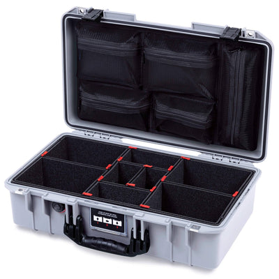 Pelican 1525 Air Case, Silver with Black Handle & Latches TrekPak Divider System with Mesh Lid Organizer ColorCase 015250-0120-180-111