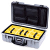 Pelican 1525 Air Case, Silver with Black Handle & Latches Yellow Padded Microfiber Dividers with Mesh Lid Organizer ColorCase 015250-0110-180-111