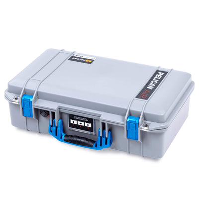 Pelican 1525 Air Case, Silver with Blue Handle & Latches ColorCase