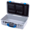 Pelican 1525 Air Case, Silver with Blue Handle & Latches Mesh Lid Organizer Only ColorCase 015250-0100-180-121