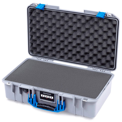 Pelican 1525 Air Case, Silver with Blue Handle & Latches Pick & Pluck Foam with Convolute Lid Foam ColorCase 015250-0001-180-121