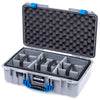 Pelican 1525 Air Case, Silver with Blue Handle & Latches ColorCase