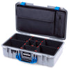 Pelican 1525 Air Case, Silver with Blue Handle & Latches TrekPak Divider Sytem with Laptop Computer Pouch ColorCase 015250-0220-180-121