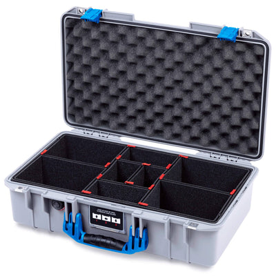 Pelican 1525 Air Case, Silver with Blue Handle & Latches TrekPak Divider System with Convolute Lid Foam ColorCase 015250-0020-180-121