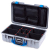 Pelican 1525 Air Case, Silver with Blue Handle & Latches TrekPak Divider System with Mesh Lid Organizer ColorCase 015250-0120-180-121