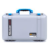 Pelican 1525 Air Case, Silver with Blue Handle & Latches ColorCase