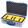 Pelican 1525 Air Case, Silver with Blue Handle & Latches Yellow Padded Microfiber Dividers with Convolute Lid Foam ColorCase 015250-0010-180-121