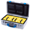 Pelican 1525 Air Case, Silver with Blue Handle & Latches Yellow Padded Microfiber Dividers with Mesh Lid Organizer ColorCase 015250-0110-180-121